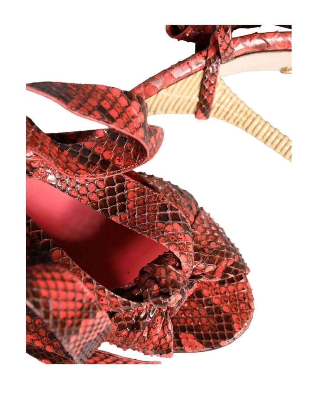 Dolce & Gabbana Coral Exotic Leather Heels Sandals Shoes Heels