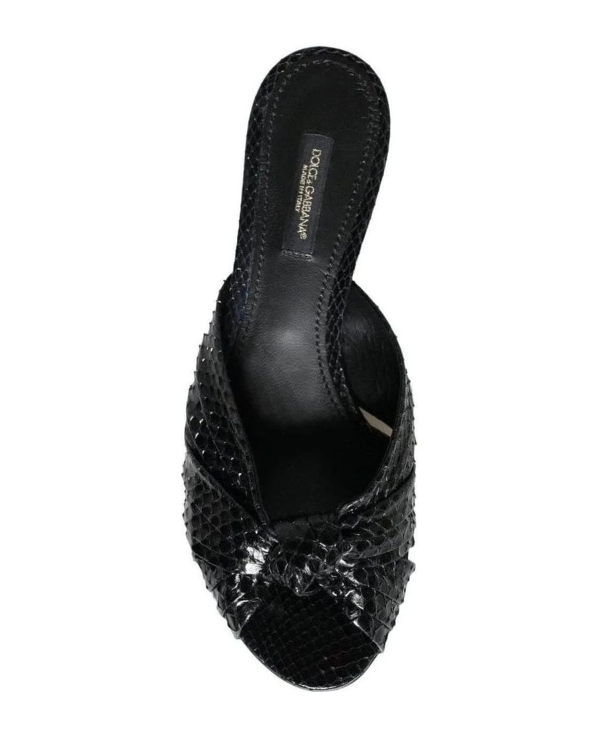 Dolce & Gabbana Black Leather Heels Slides Sandals Shoes Heels