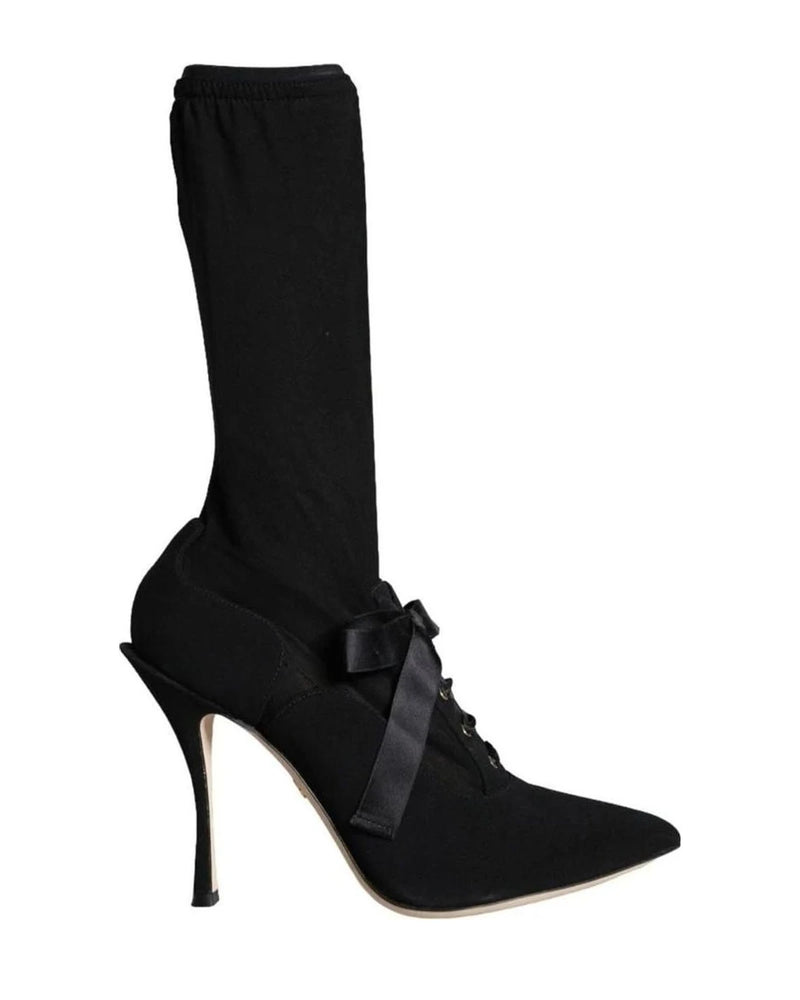 Dolce & Gabbana Black Stiletto Heels Mid Calf Boots Shoes Boots