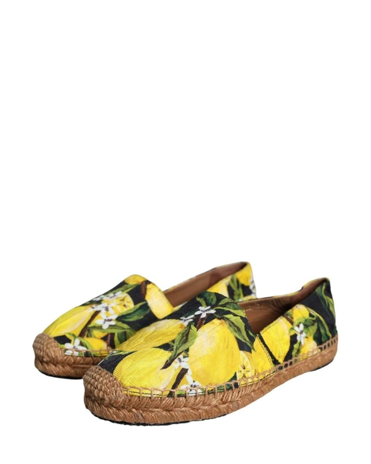 Dolce & Gabbana Multicolor Lemon Slip On Espadrilles Shoes Flats