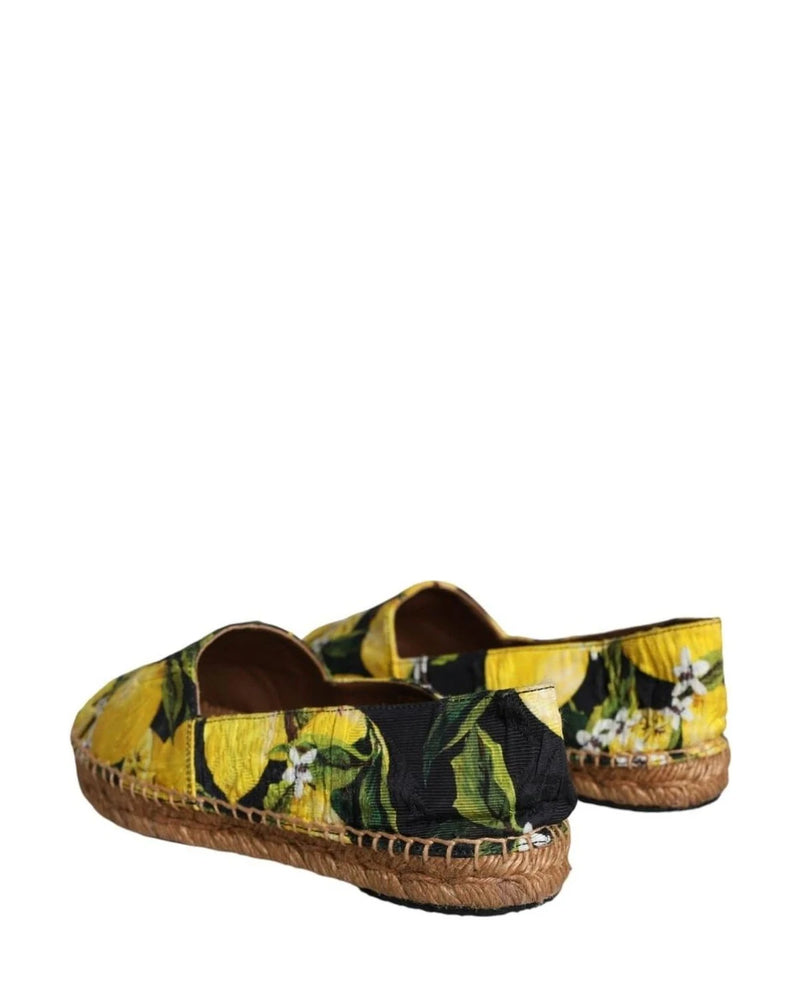 Dolce & Gabbana Multicolor Lemon Slip On Espadrilles Shoes Flats