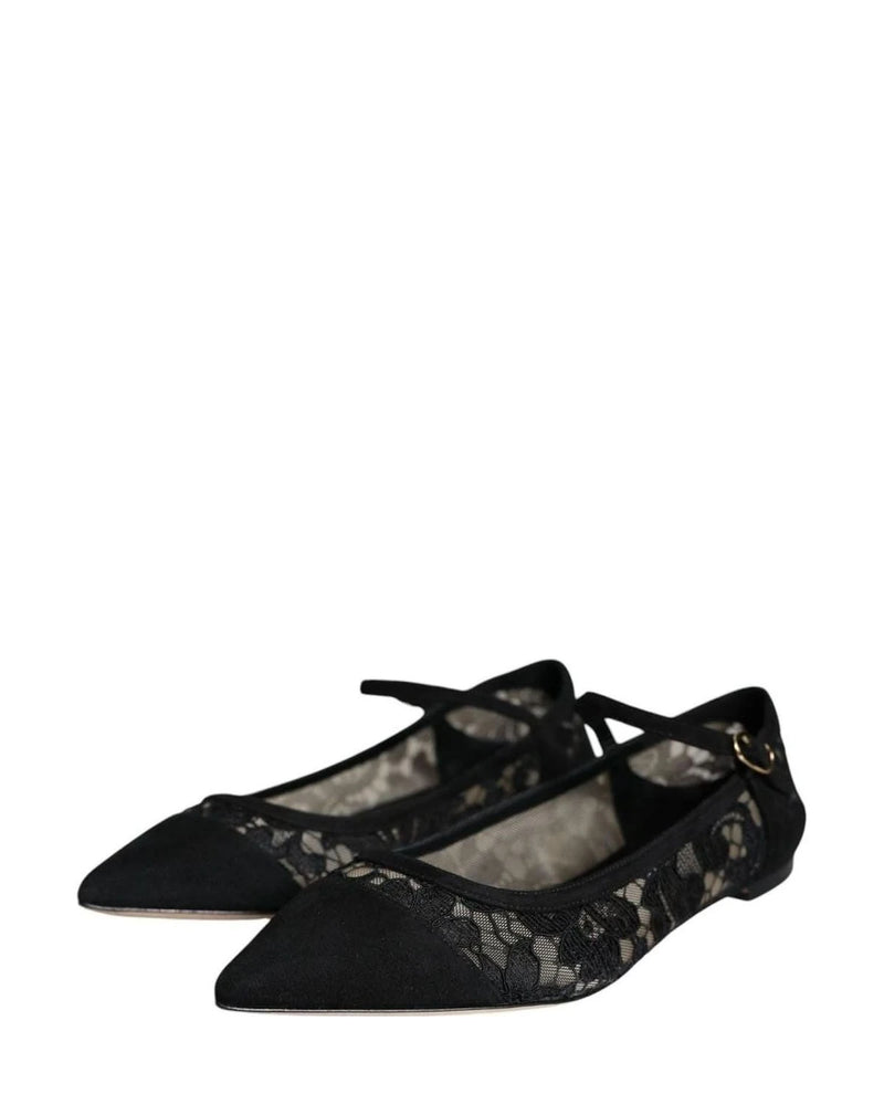 Dolce & Gabbana Black Taormina Lace Bellucci Flats Shoes Flats