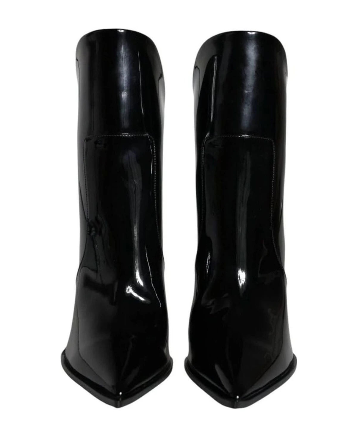 Dolce & Gabbana Black Patent Leather Pointed Ankle Boots Shoes Boots