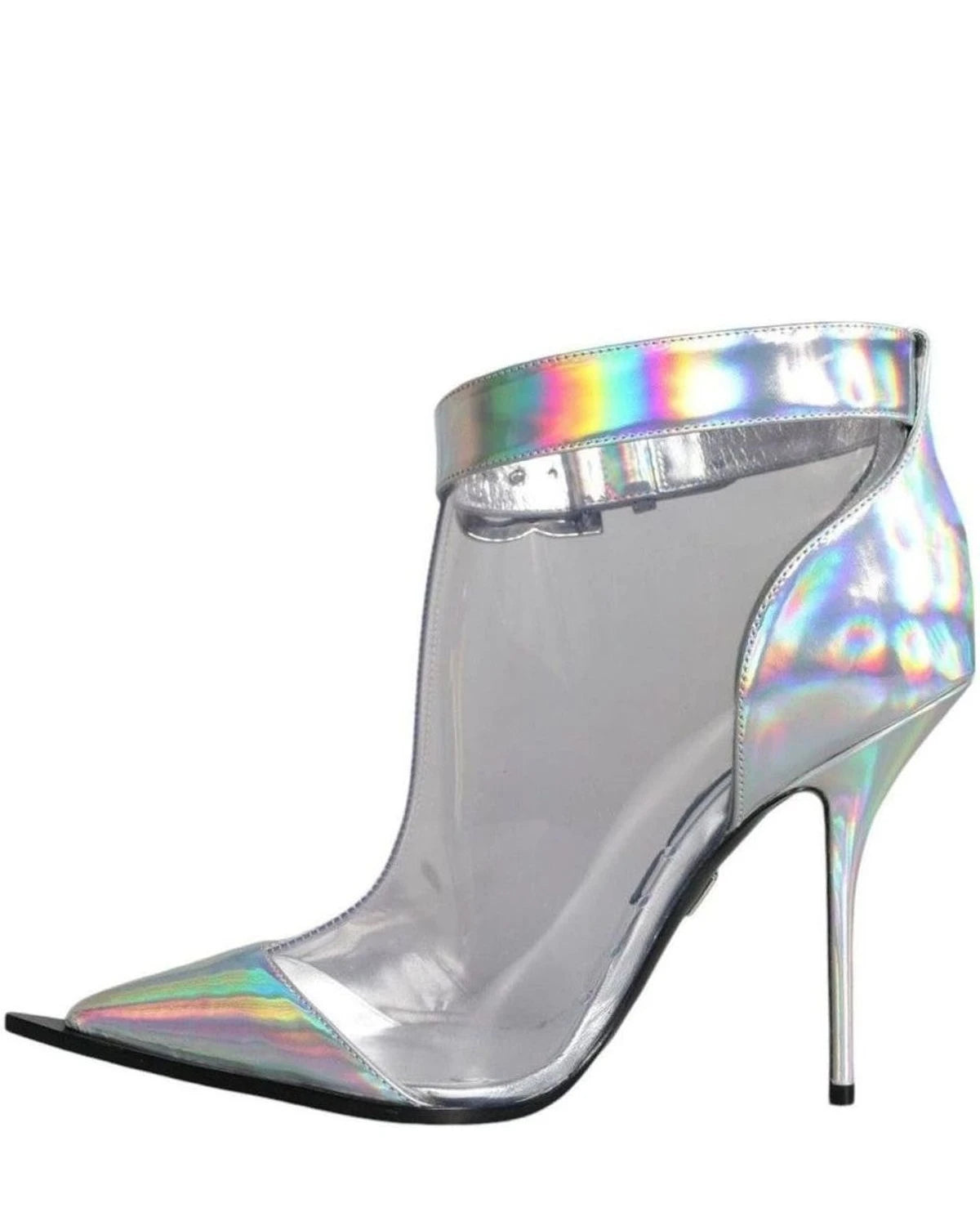 Dolce & Gabbana Silver Iridescent Pvc Pointed Short Boots Shoes Boots