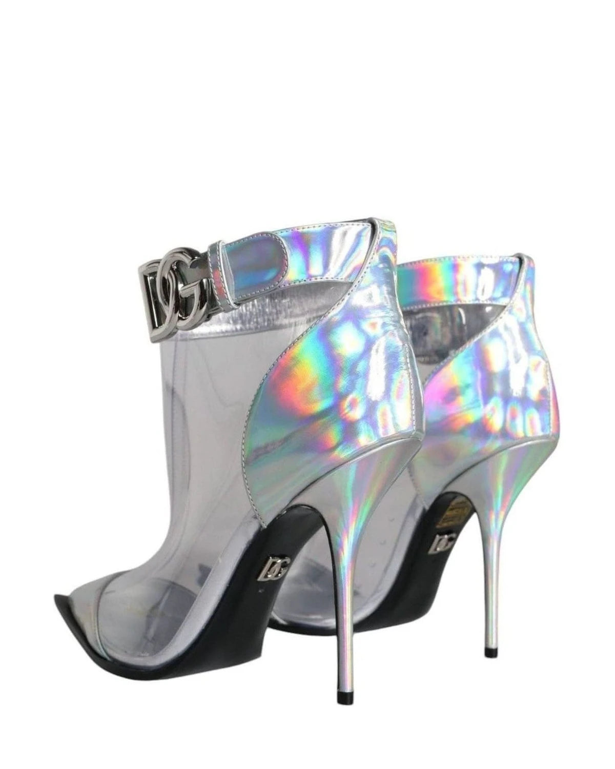 Dolce & Gabbana Silver Iridescent Pvc Pointed Short Boots Shoes Boots