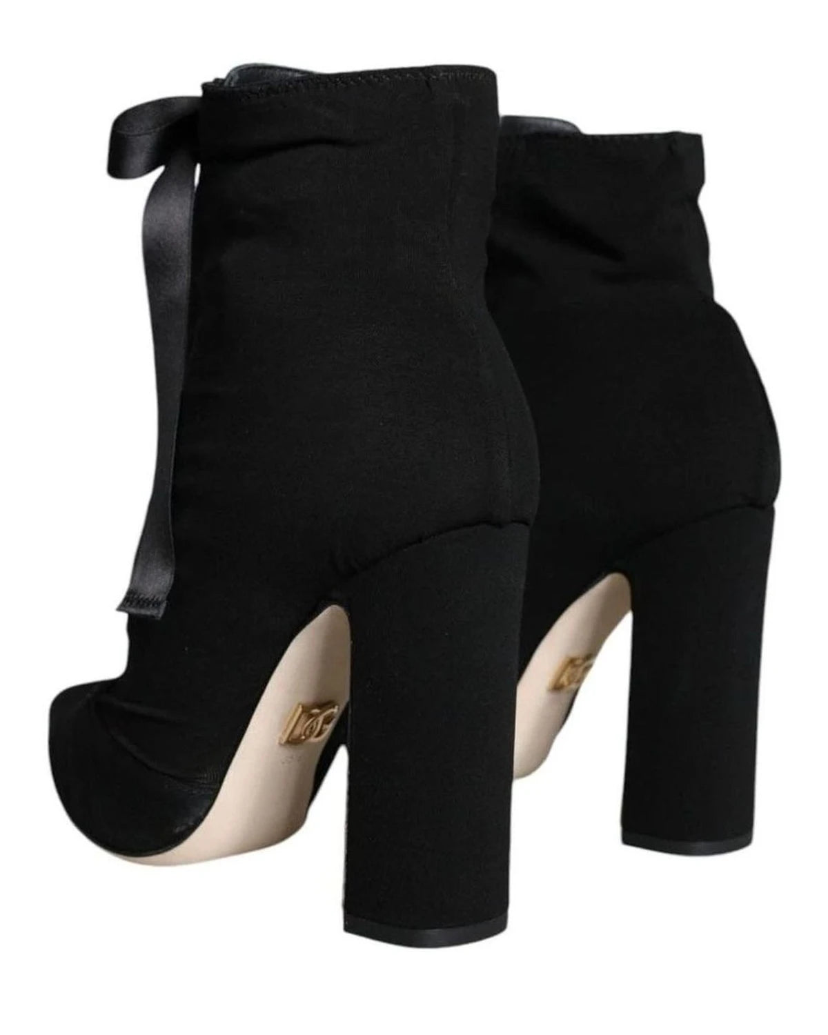Dolce & Gabbana Black Jersey Stretch Ankle Booties Shoes Boots