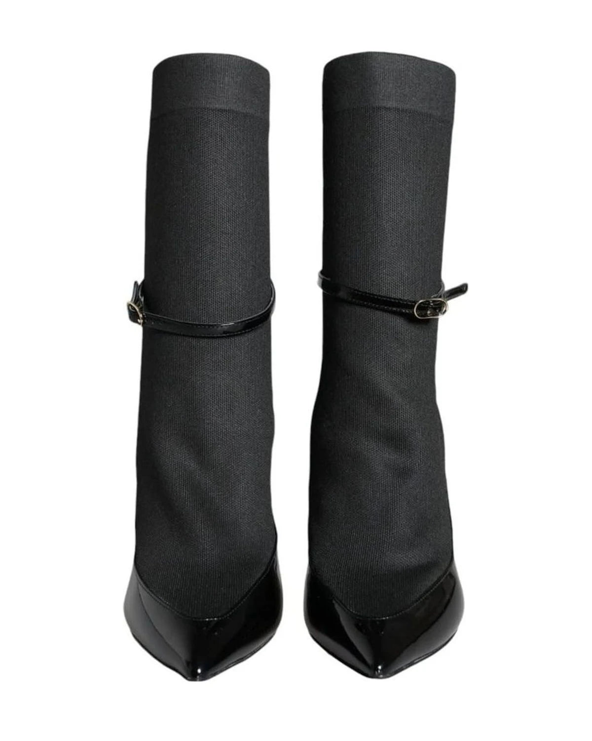 Dolce & Gabbana Black Leather Stilettos Booties Socks Shoes Boots