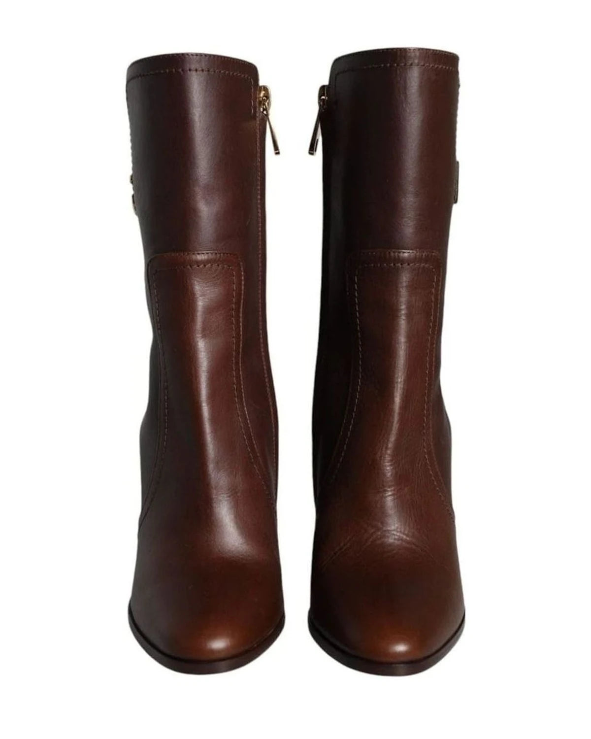 Dolce & Gabbana Brown Leather Heels Mid Calf Boots Shoes Boots