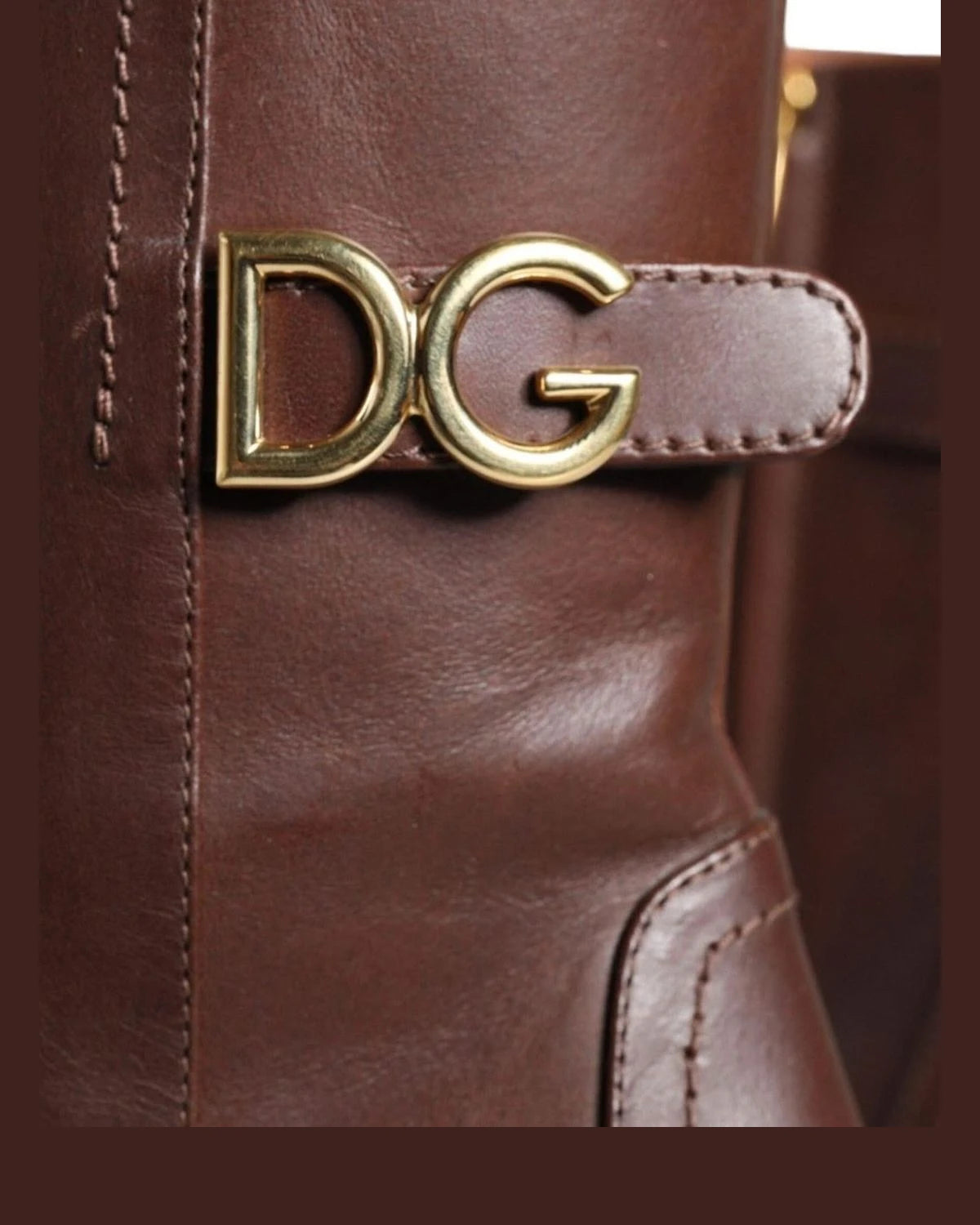 Dolce & Gabbana Brown Leather Heels Mid Calf Boots Shoes Boots
