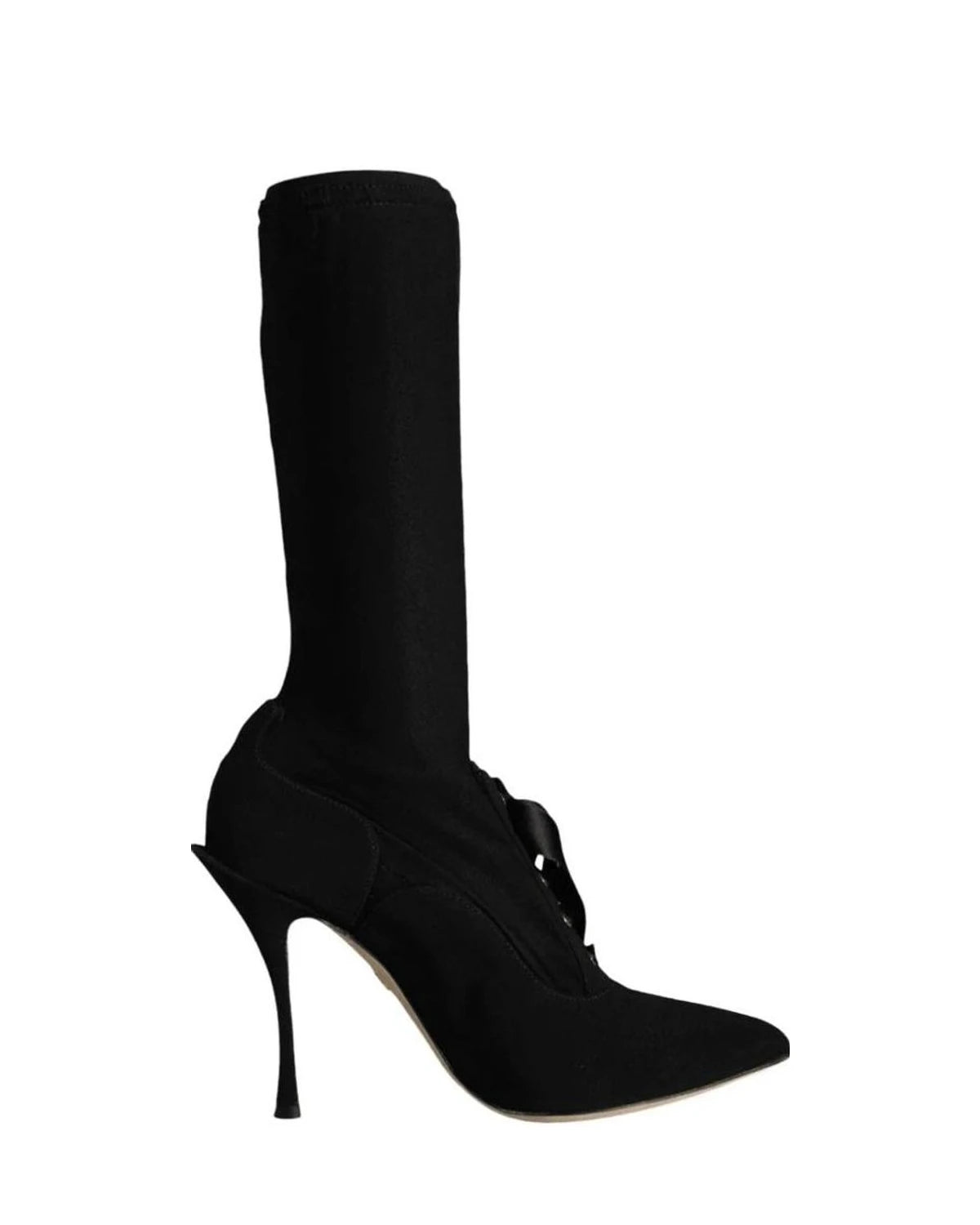 Dolce & Gabbana Black Stiletto Heels Mid Calf Boots Shoes Boots
