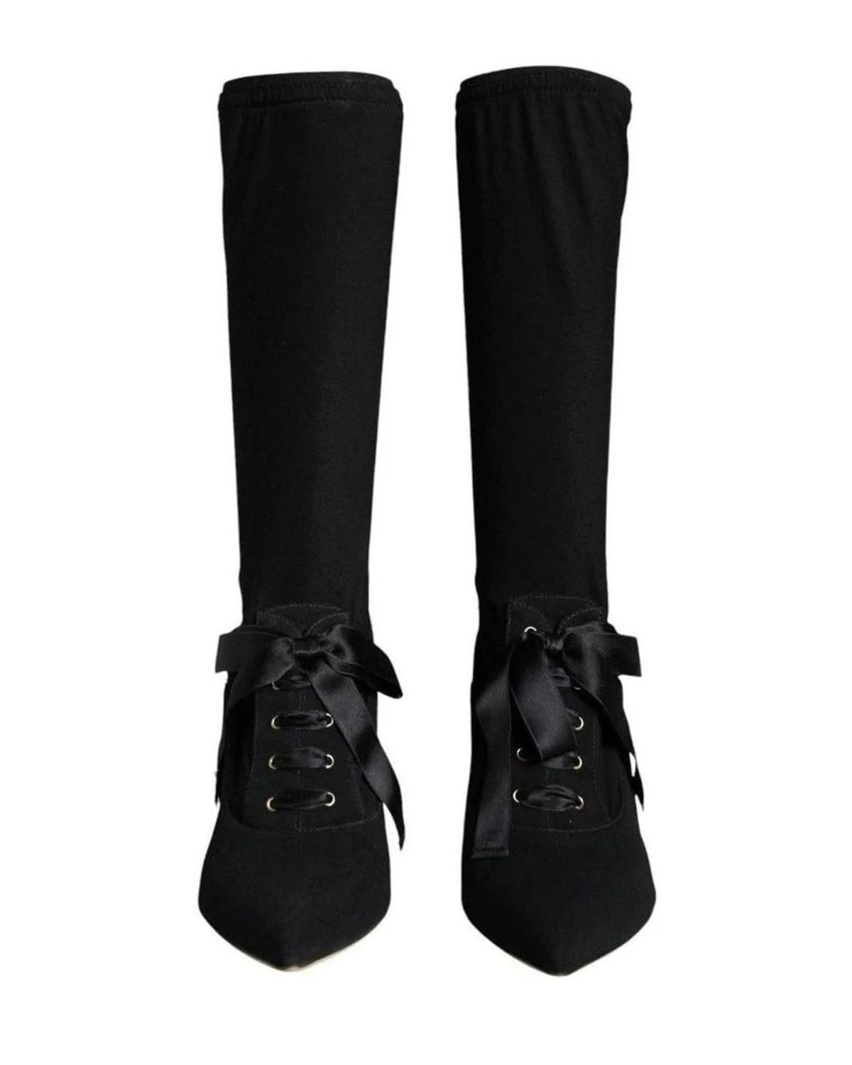 Dolce & Gabbana Black Stiletto Heels Mid Calf Boots Shoes Boots