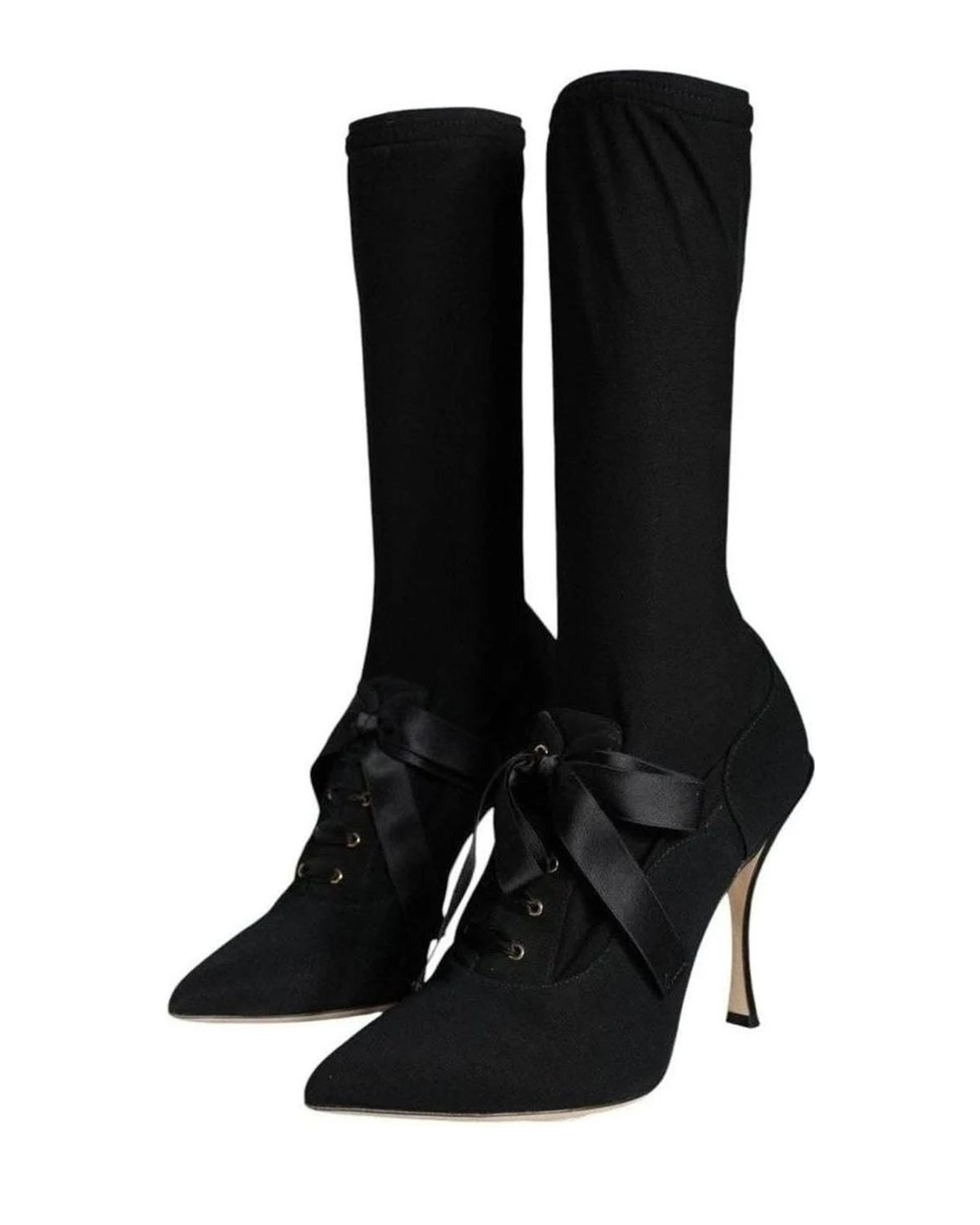 Dolce & Gabbana Black Stiletto Heels Mid Calf Boots Shoes Boots