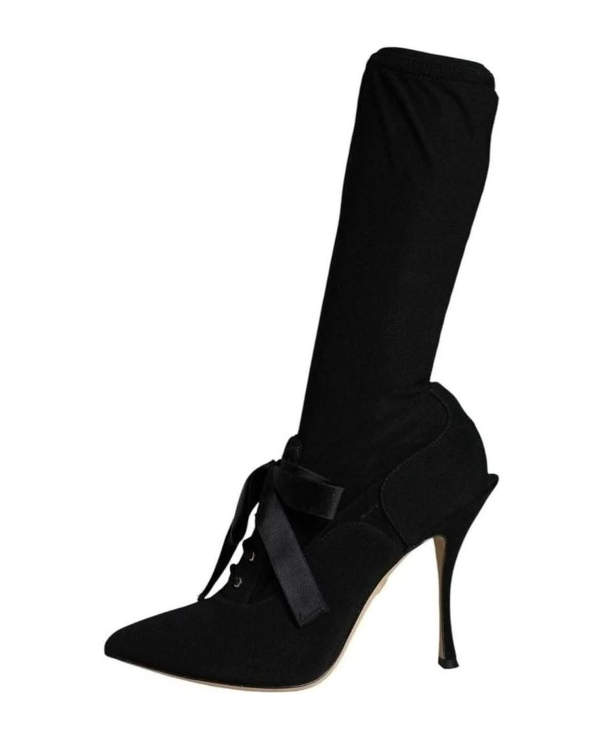 Dolce & Gabbana Black Stiletto Heels Mid Calf Boots Shoes Boots