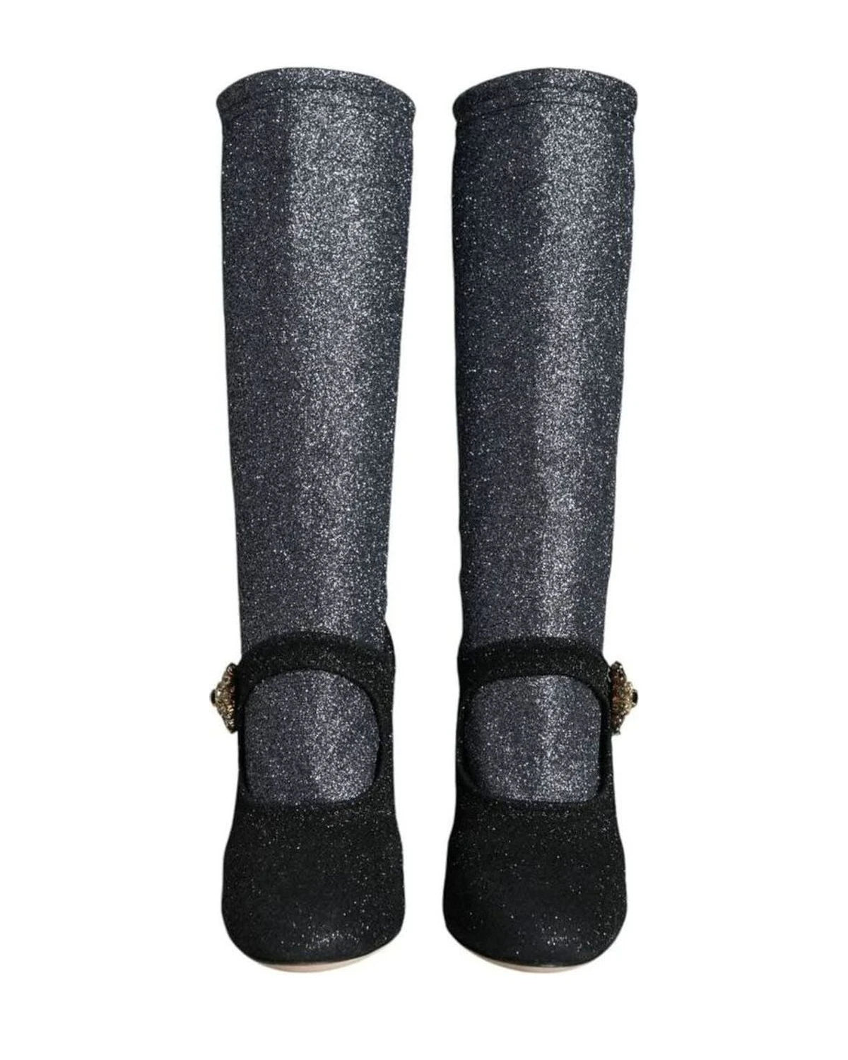 Dolce & Gabbana Black Crystal Mary Janes Booties Shoes Boots