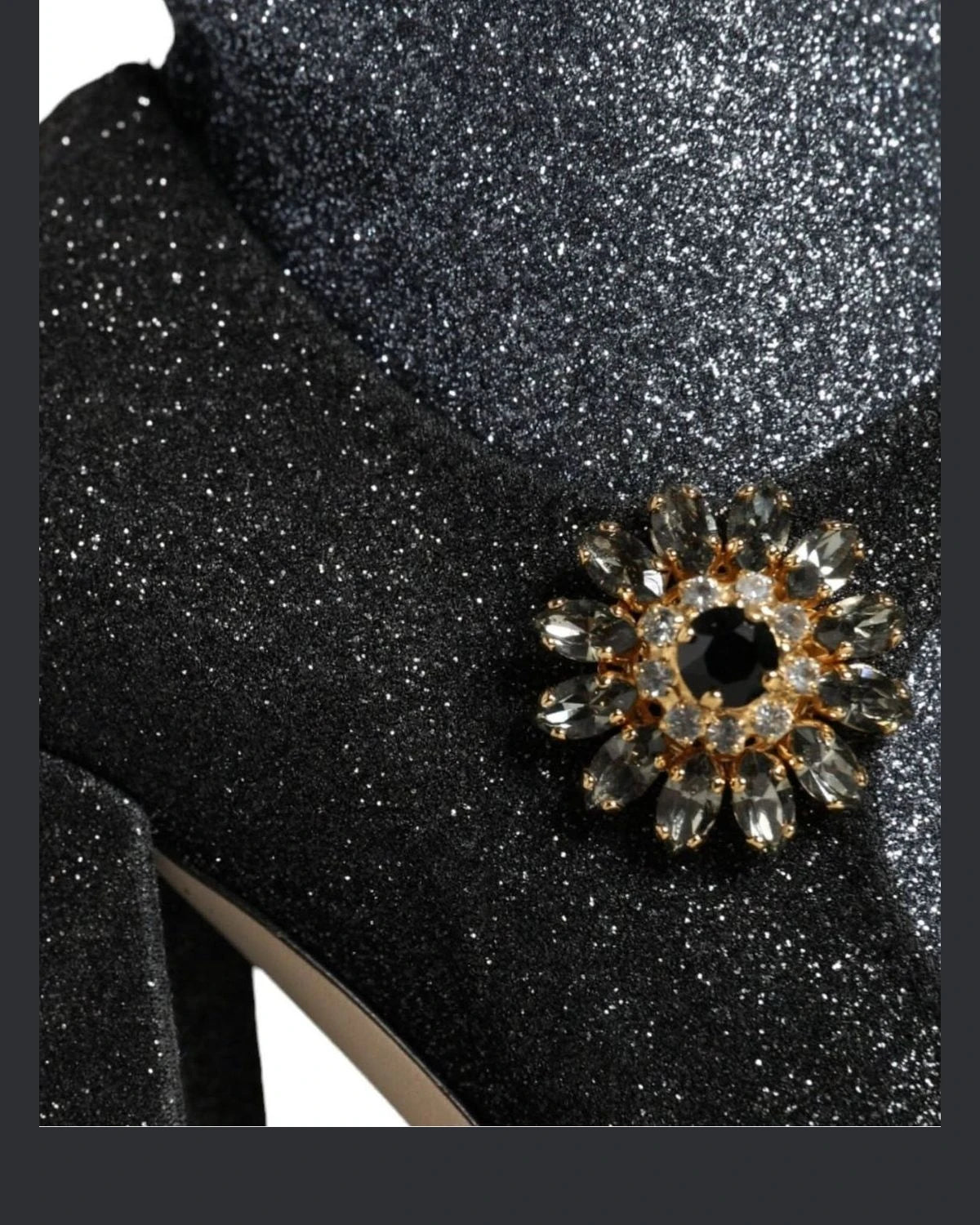 Dolce & Gabbana Black Crystal Mary Janes Booties Shoes Boots