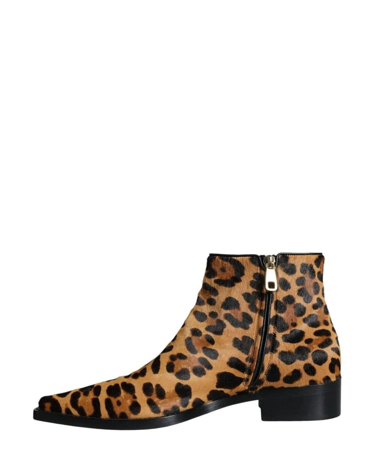 Dolce & Gabbana Brown Leopard Calf Fur Ankle Boots Shoes Boots