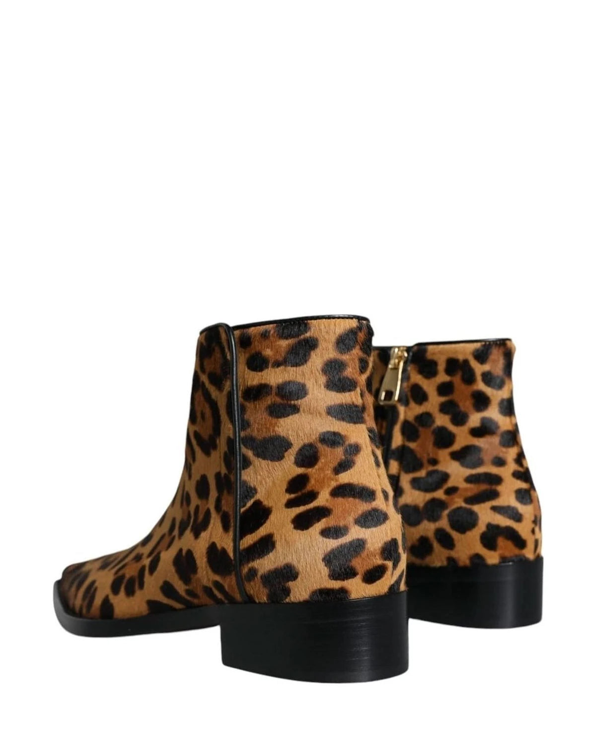 Dolce & Gabbana Brown Leopard Calf Fur Ankle Boots Shoes Boots