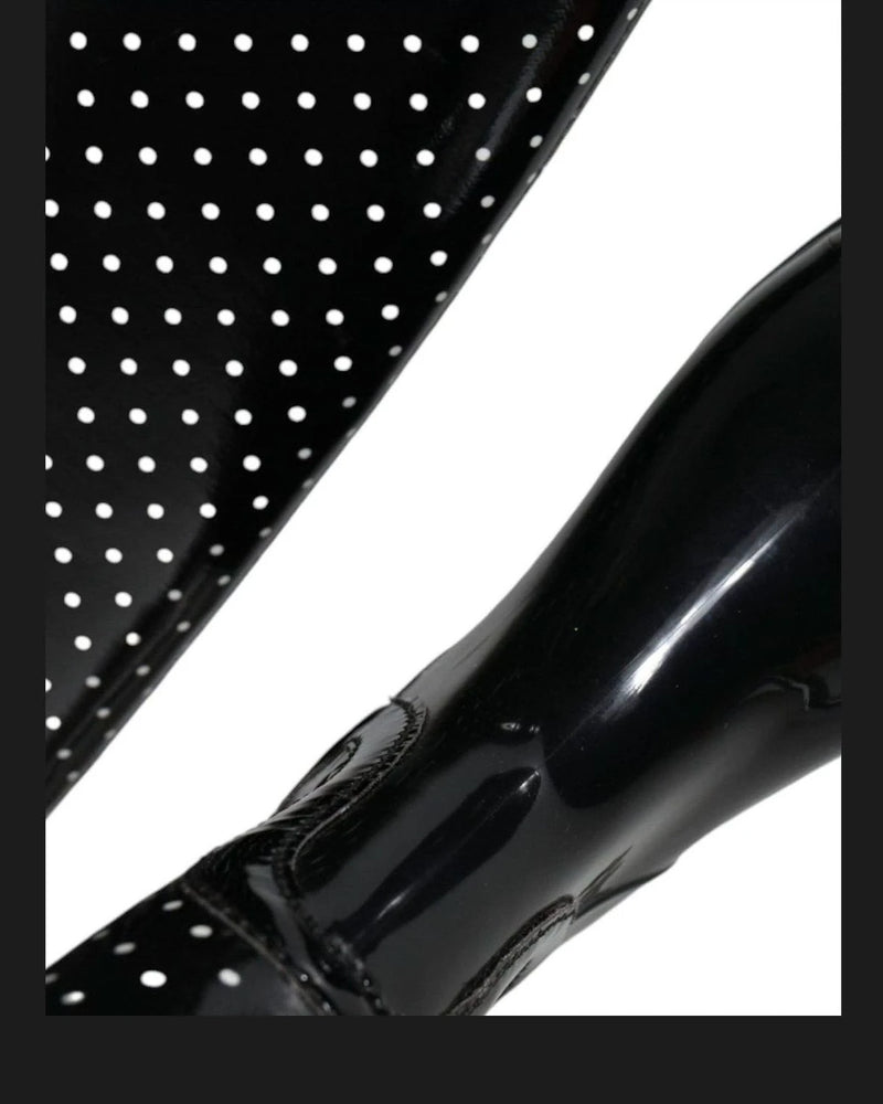 Dolce & Gabbana Black Polka Dot Rubber Knee High Boots Shoes Boots