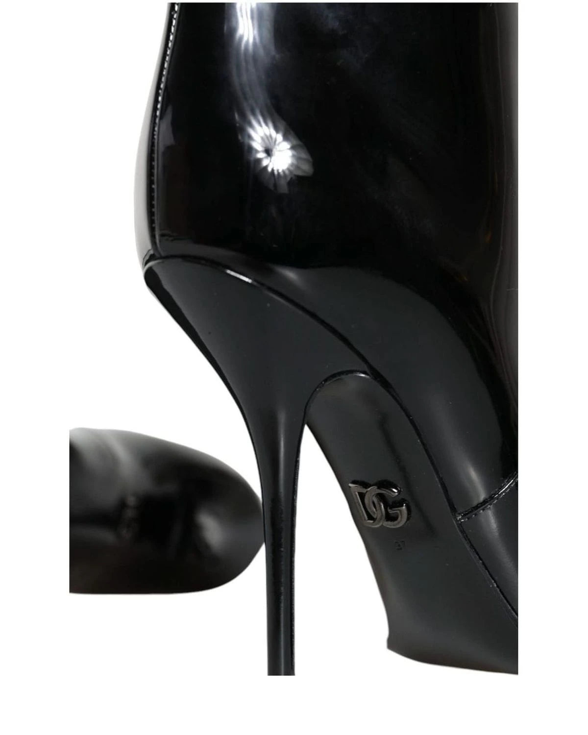 Dolce & Gabbana Black Patent Leather Mid Calf Boots Shoes Boots