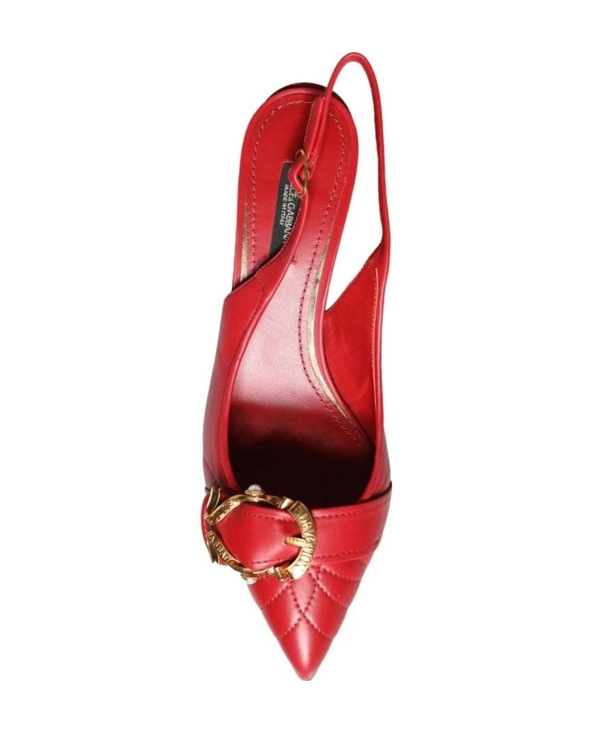 Dolce & Gabbana Red Devotion Leather Heels Slingback Shoes Heels