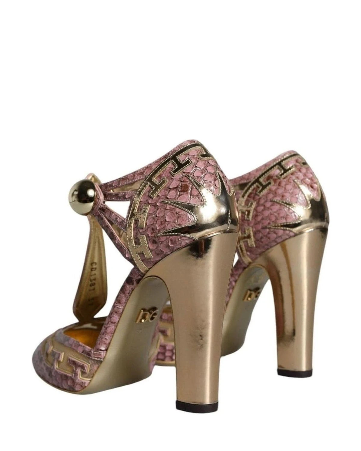 Dolce & Gabbana Pink Leather Pumps T-Strap Sandals Shoes Heels