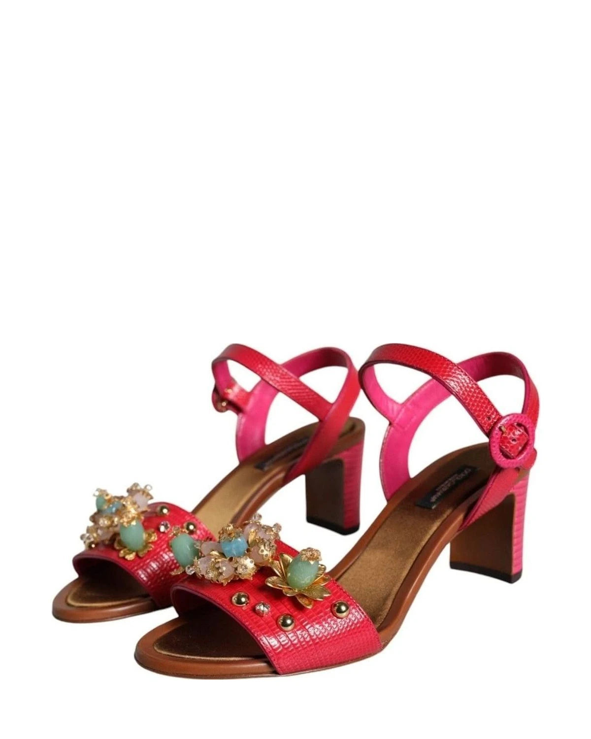 Dolce & Gabbana Fuchsia Leather Sandals Shoes Heels