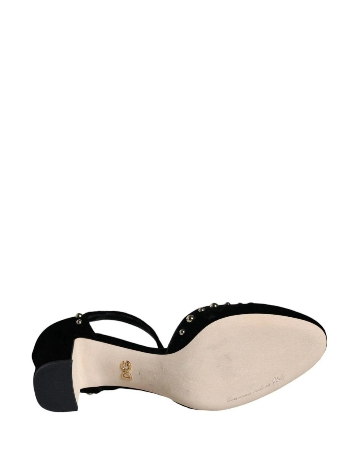 Dolce & Gabbana Black Velvet Roses Ankle Strap Pumps Shoes Heels