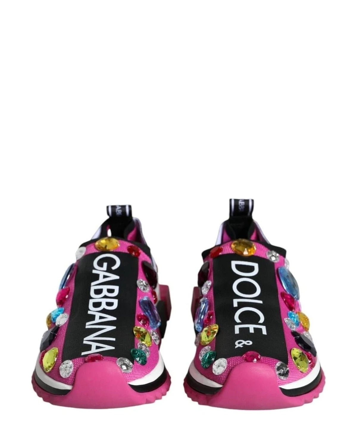 Dolce & Gabbana Pink Sorrento Crystals Low Top Sneakers Shoes Sneakers