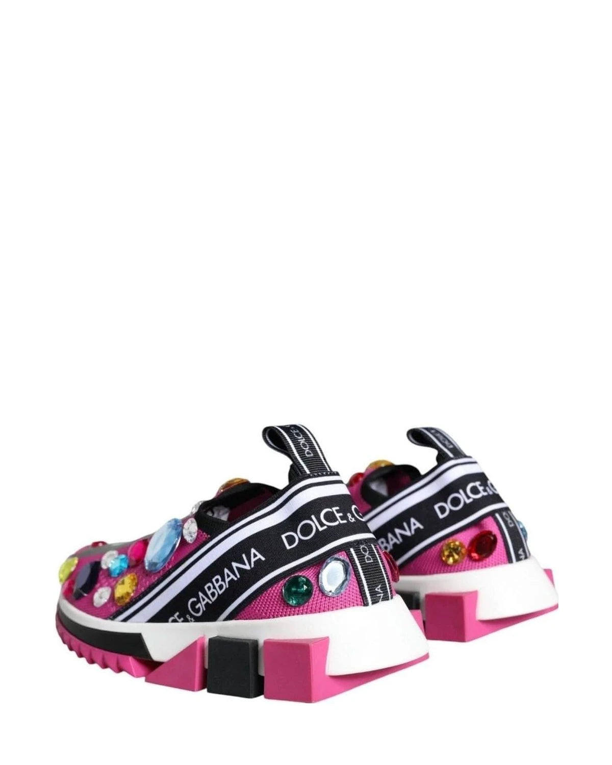 Dolce & Gabbana Pink Sorrento Crystals Low Top Sneakers Shoes Sneakers