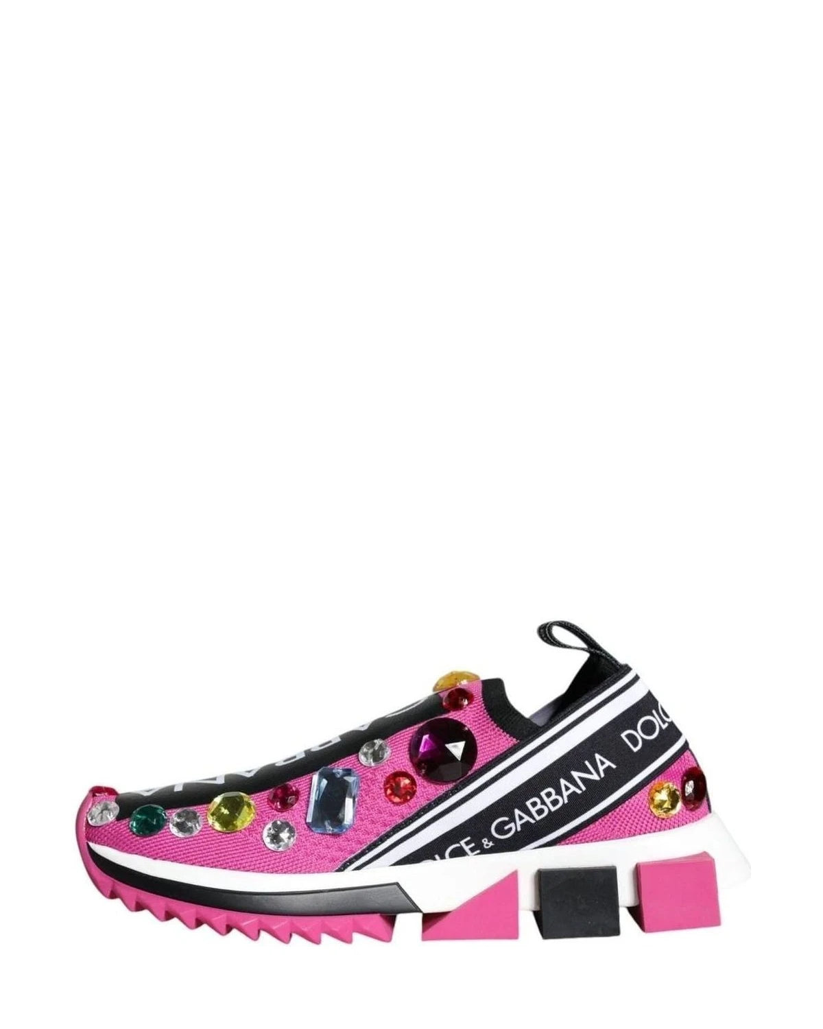 Dolce & Gabbana Pink Sorrento Crystals Low Top Sneakers Shoes Sneakers