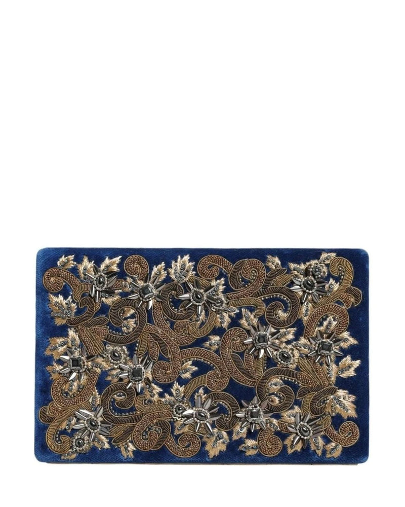 Dolce & Gabbana Blue Velvet Frame Clutch Evening Party Purse Bag Handbags