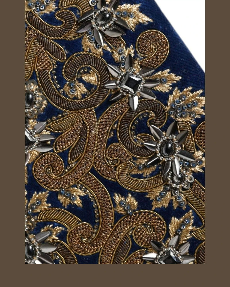 Dolce & Gabbana Blue Velvet Frame Clutch Evening Party Purse Bag Handbags