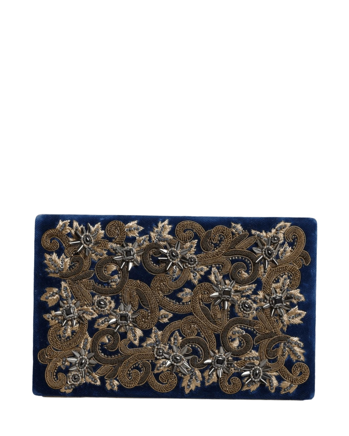 Dolce & Gabbana Blue Velvet Frame Clutch Evening Party Purse Bag Handbags