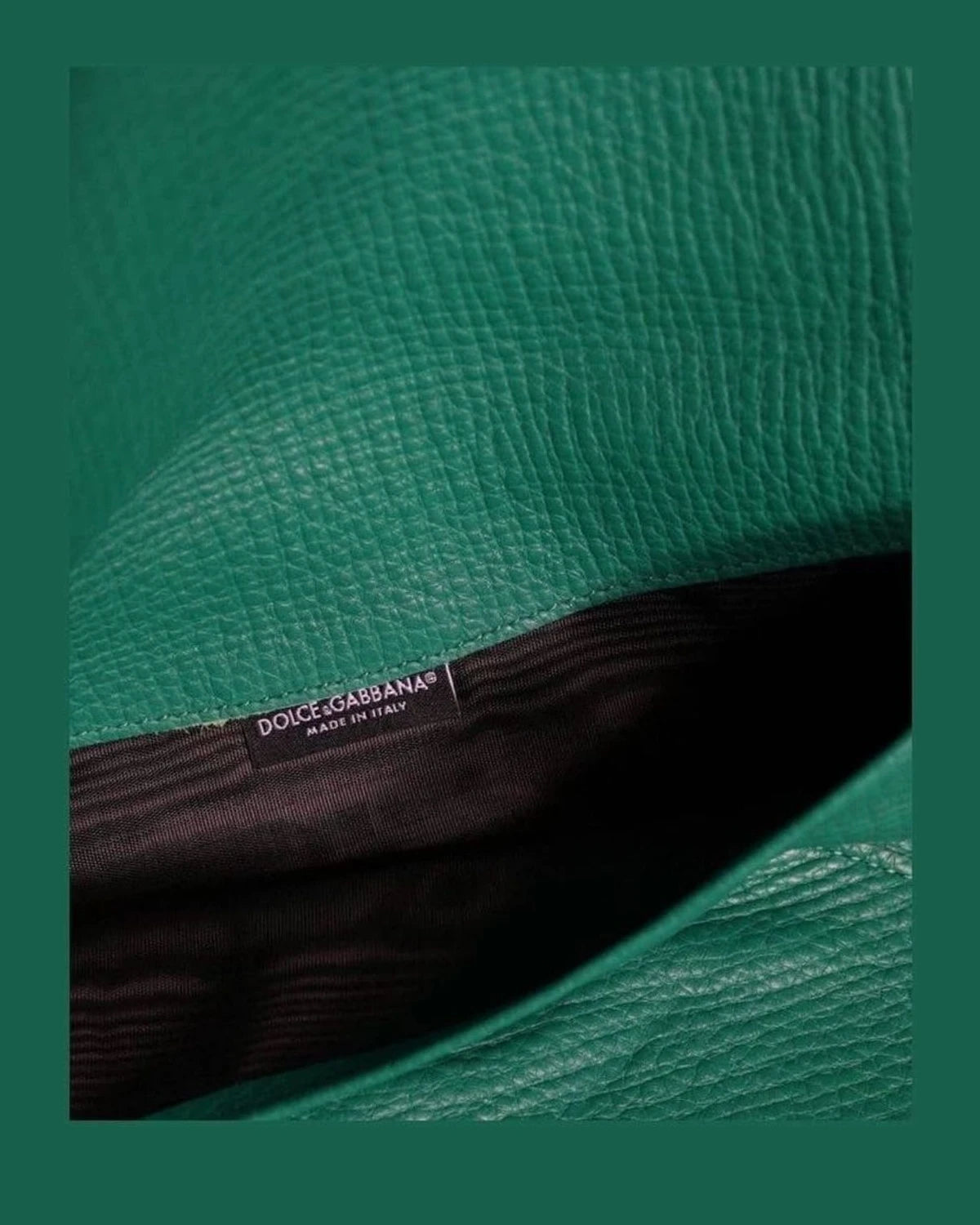 Dolce & Gabbana Green Leather Handbag Clutch Mini Purse Pouch Tablet Case Clutch Bags