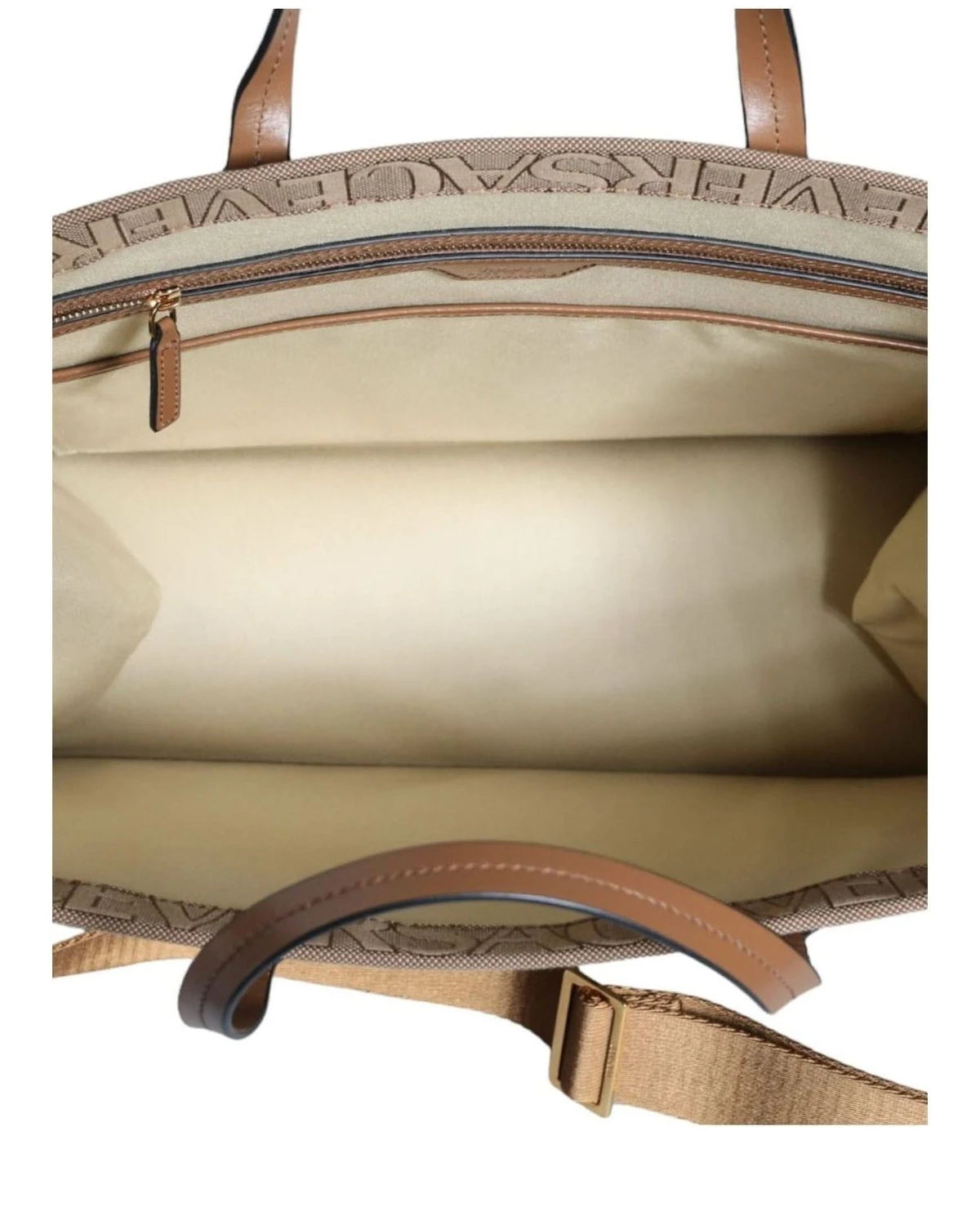 Versace Top Brown Handle Jacquard Leather Logo Crossbody Tote Bag Cross Body Bags
