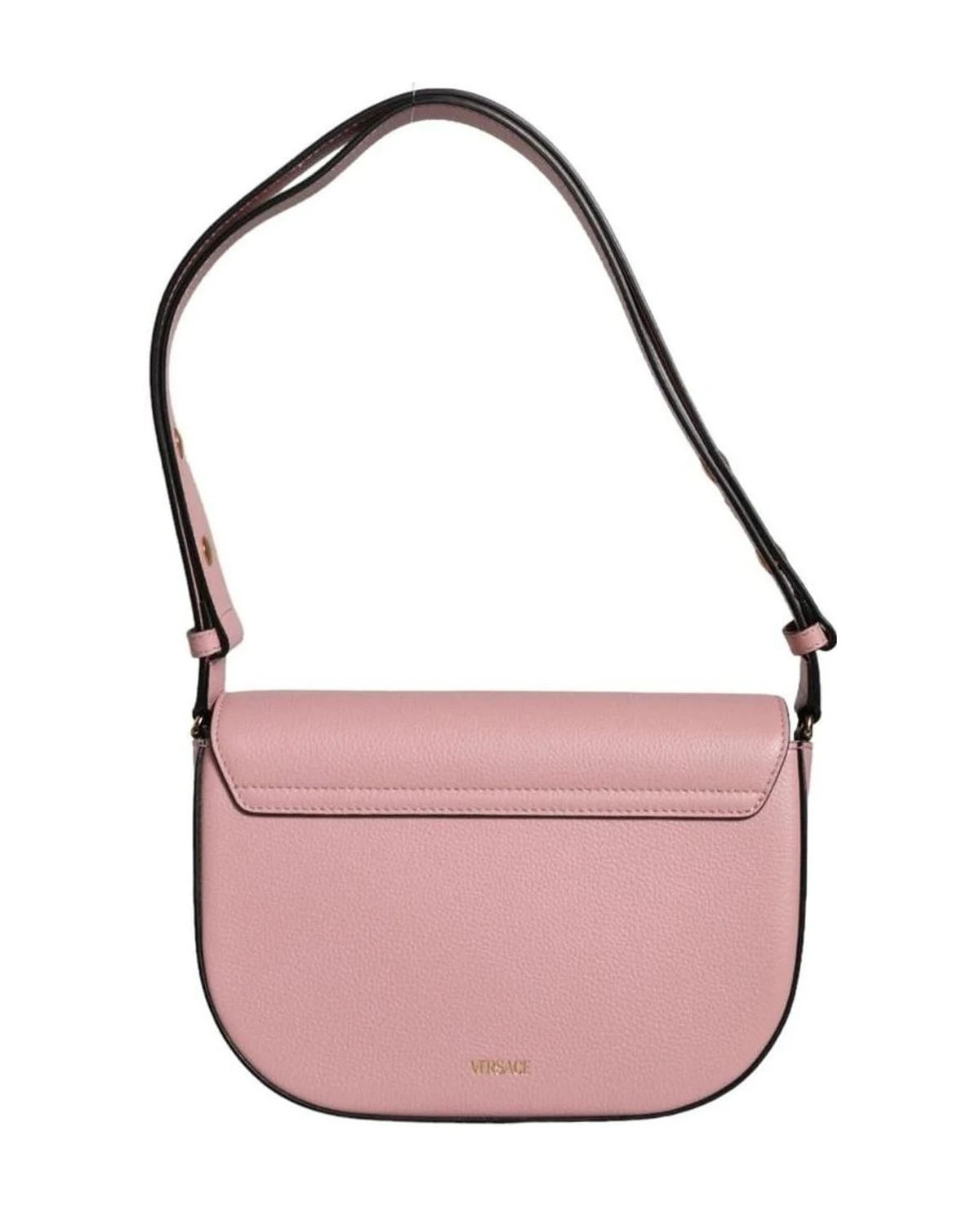 Versace Grainy Pink Calf Leather Logo Crossbody Shoulder Bag Shoulder Bags