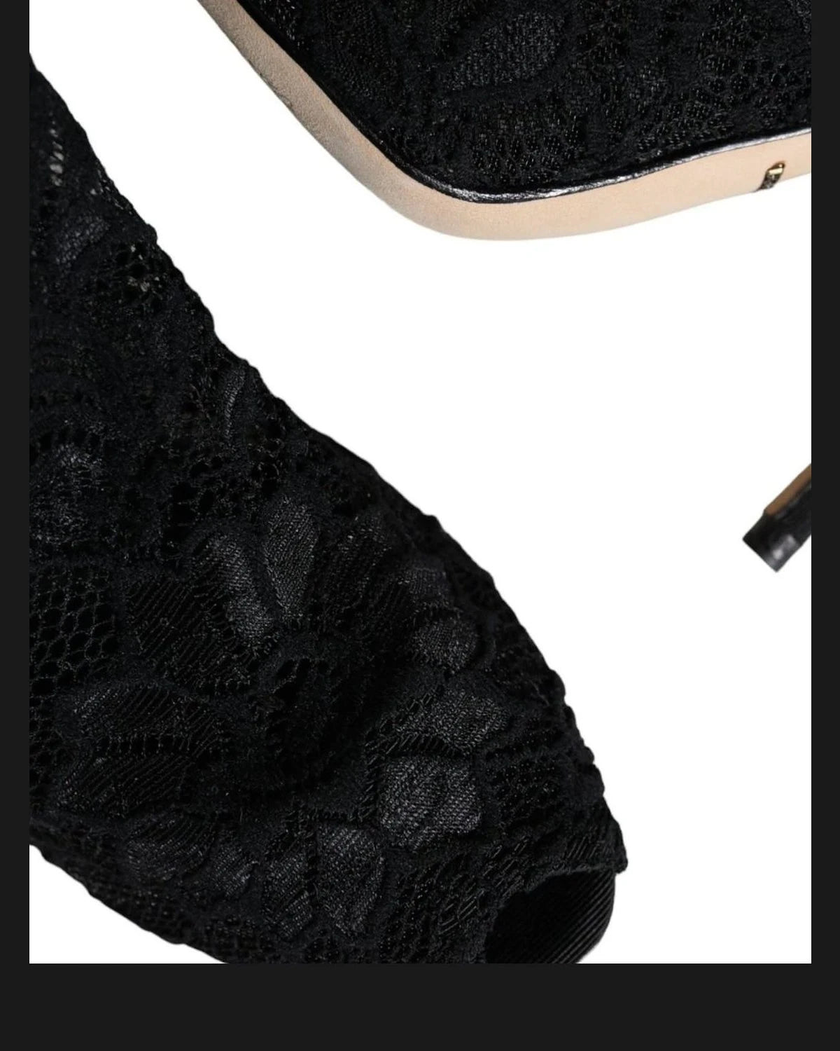 Dolce & Gabbana Black Lace Stretch Heels Mid Calf Boot Shoes Boots