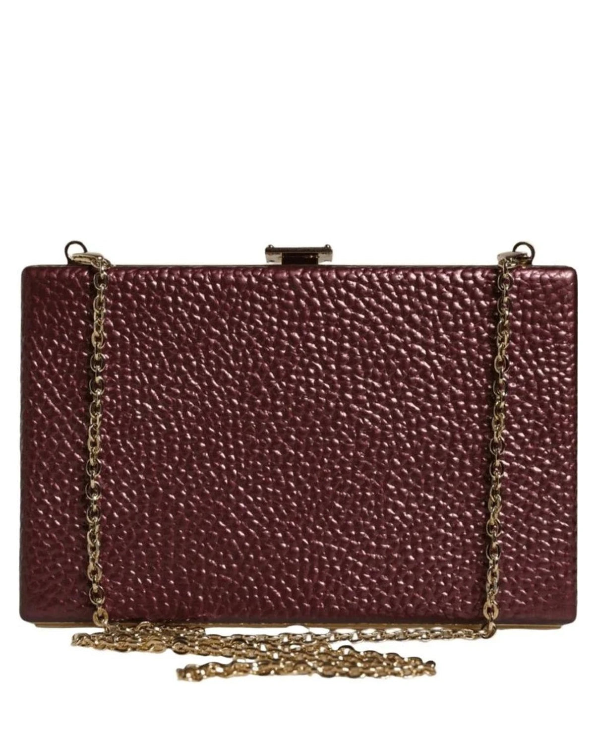Dolce & Gabbana Leather Clutch Evening Crossbody Maroon Bag