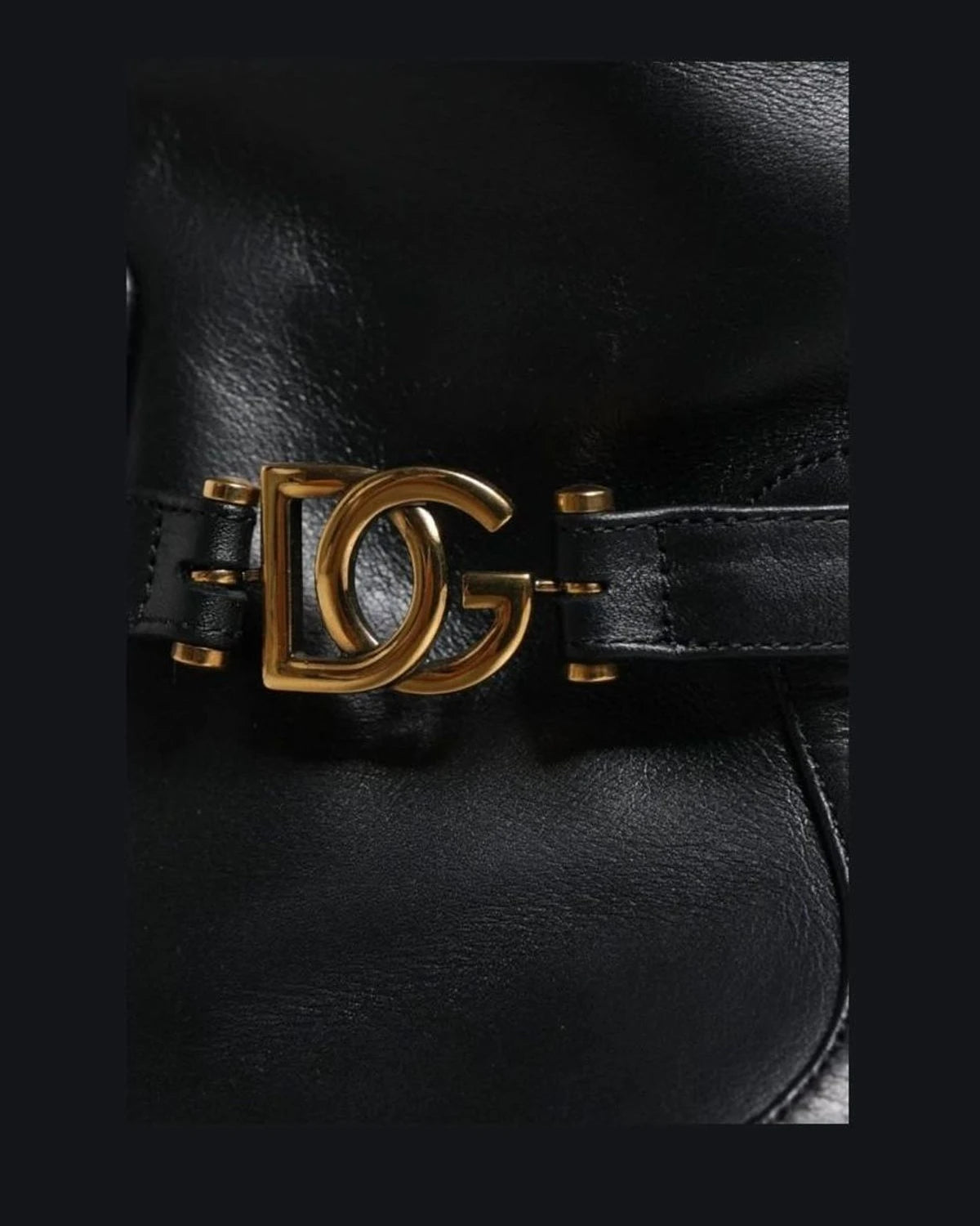Dolce & Gabbana Black Leather Logo Mid Calf Boots Shoes Boots