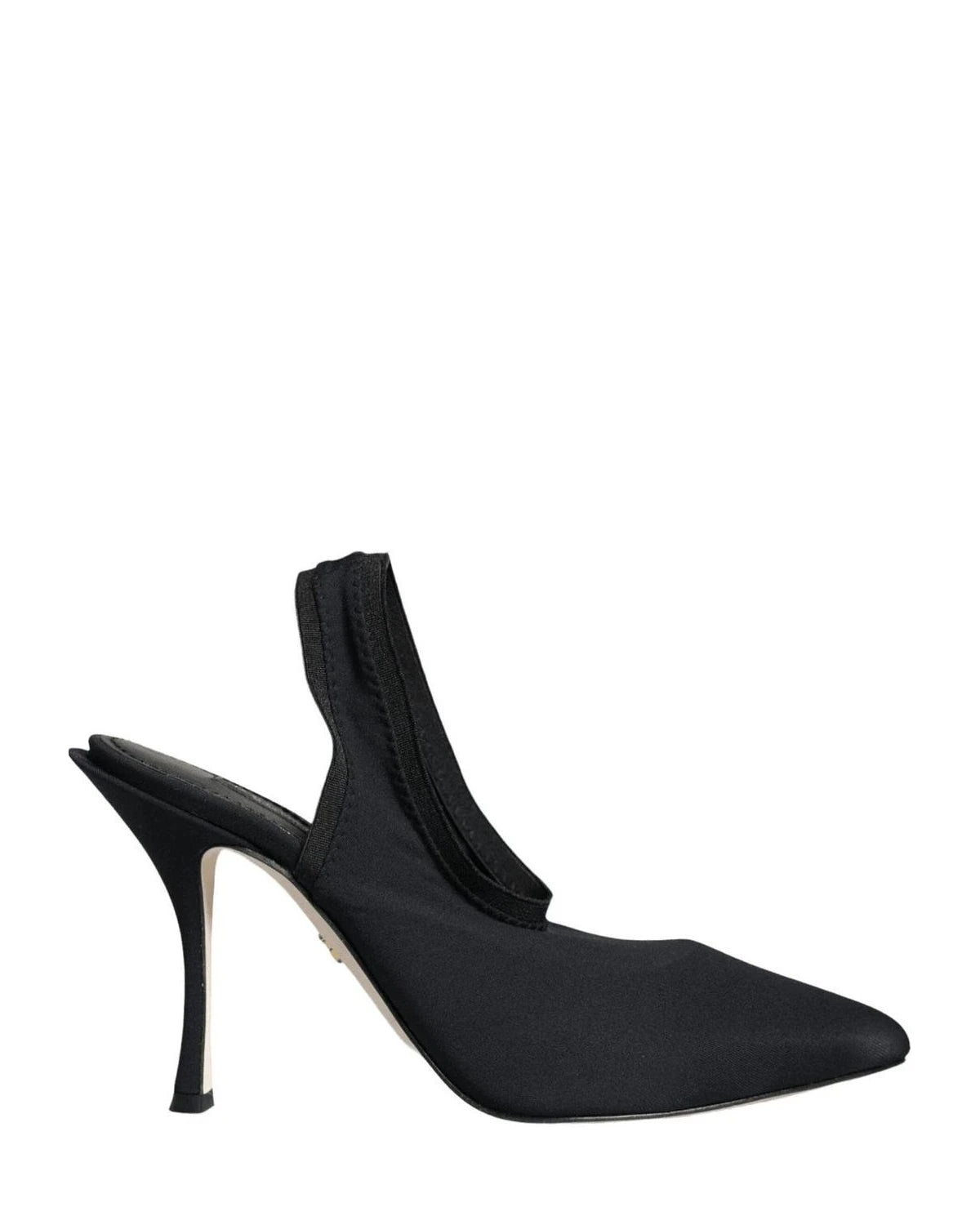 Dolce & Gabbana Black Jersey Stretch Heels Slingback Shoes Glam Steals