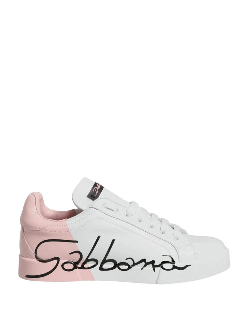 Dolce & Gabbana White Portofino Low Top Sneakers Shoes Sneakers