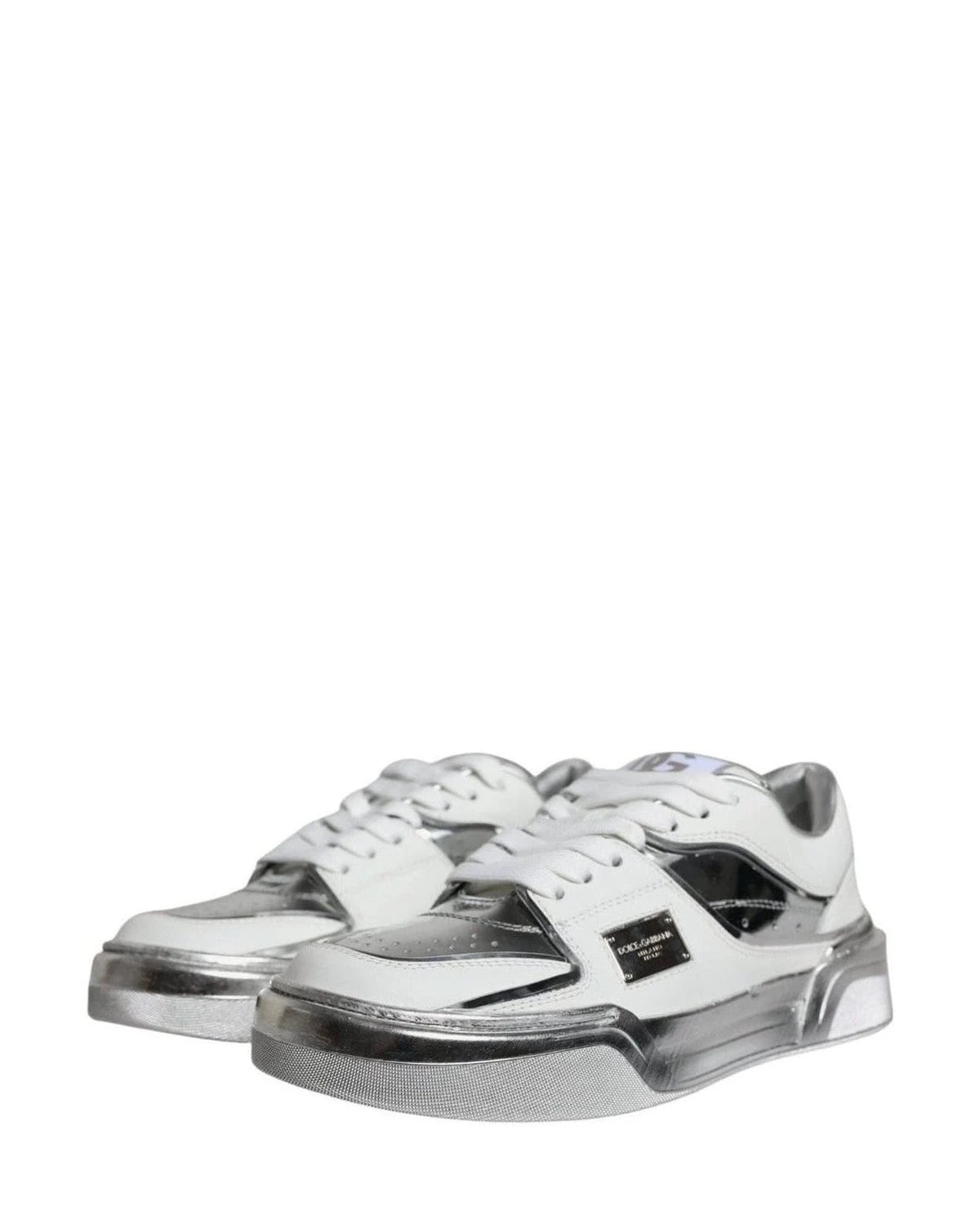 Dolce & Gabbana White Leather Low Top Sneakers Shoes Sneakers