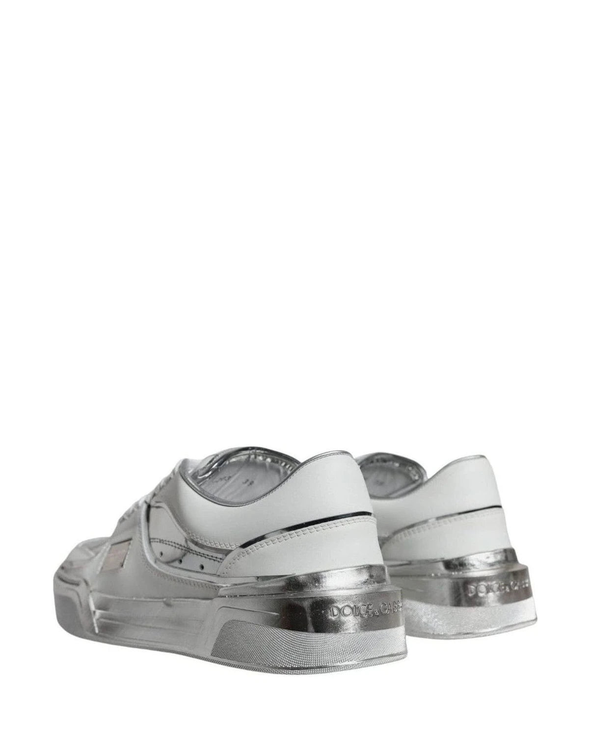 Dolce & Gabbana White Leather Low Top Sneakers Shoes Sneakers