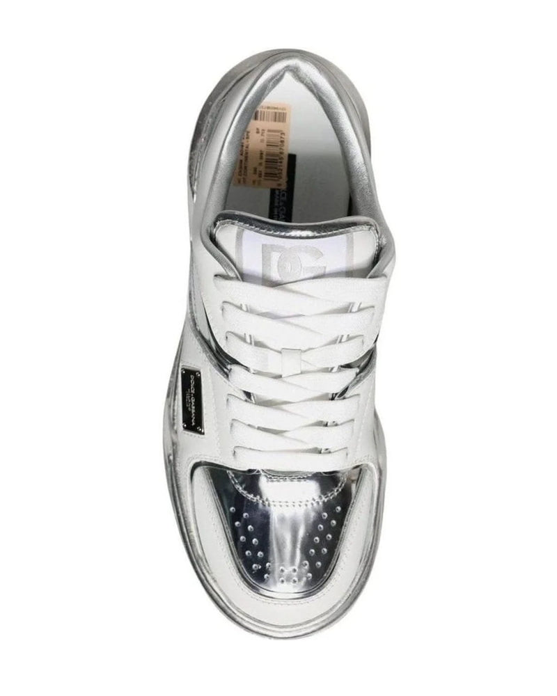 Dolce & Gabbana White Leather Low Top Sneakers Shoes Sneakers
