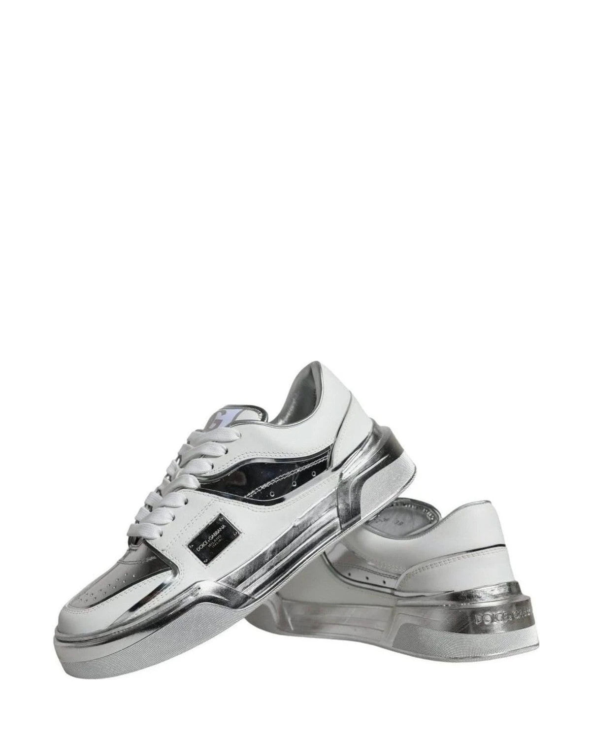 Dolce & Gabbana White Leather Low Top Sneakers Shoes Sneakers
