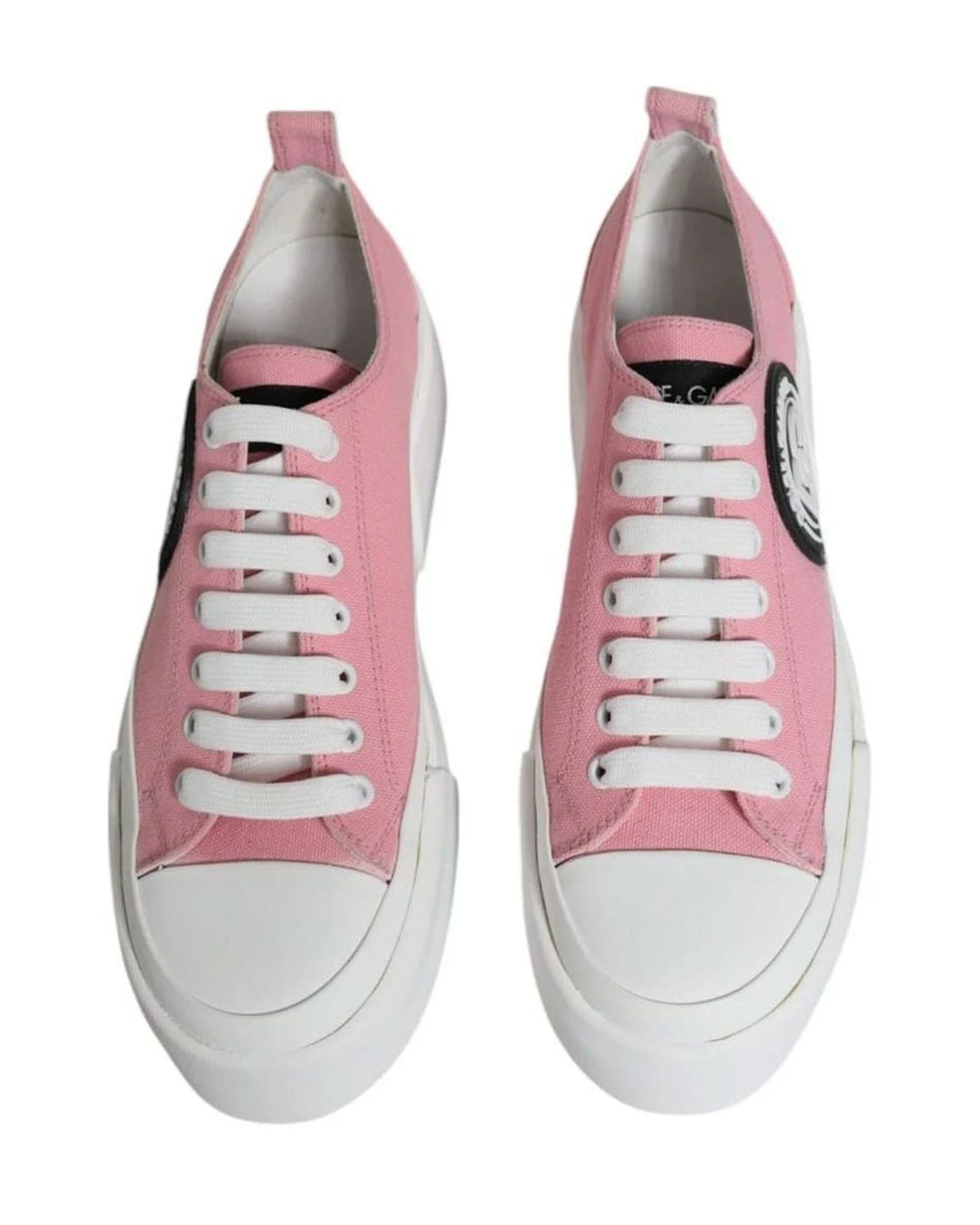 Dolce & Gabbana Pink Canvas Logo Low Top Sneakers Shoes Sneakers