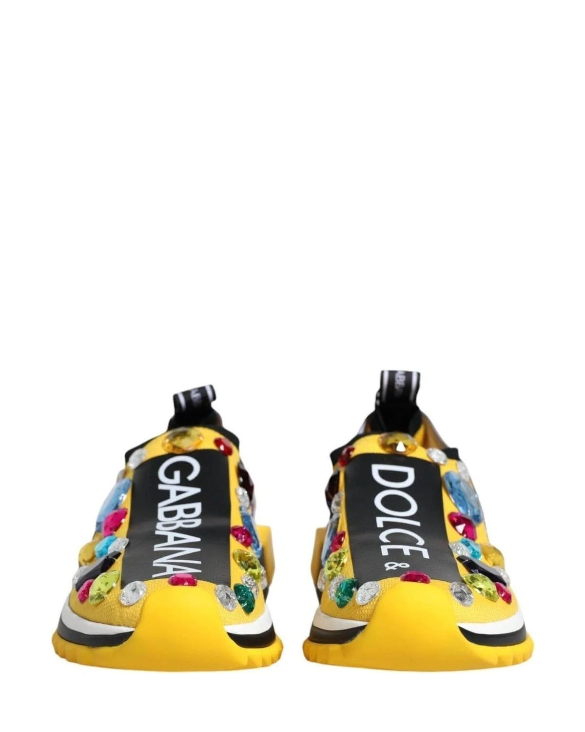 Dolce & Gabbana Yellow Sorrento Crystals Low Top Sneakers Shoes Sneakers
