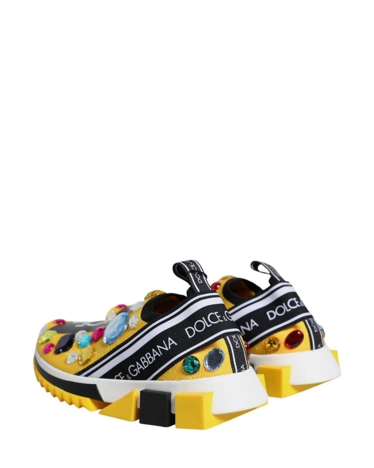 Dolce & Gabbana Yellow Sorrento Crystals Low Top Sneakers Shoes Sneakers