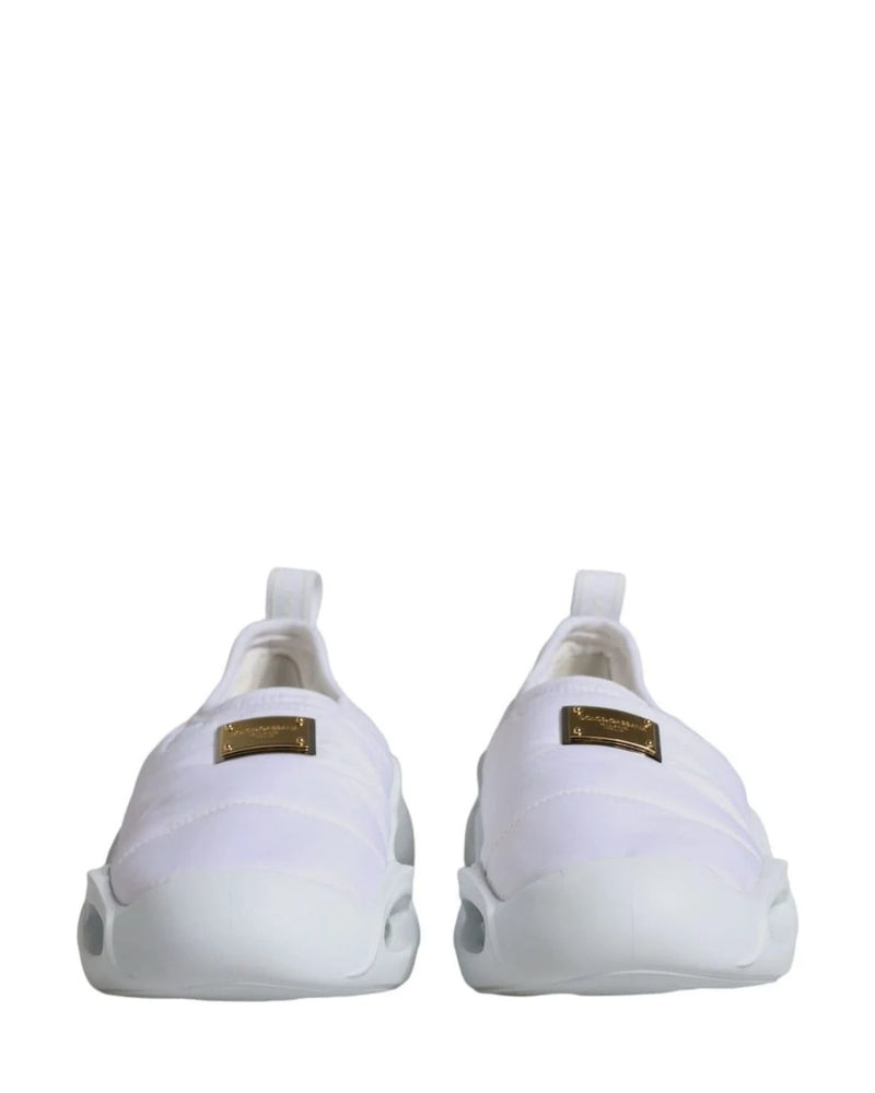 Dolce & Gabbana White Padded Fabric Low Top Sneakers Shoes Sneakers
