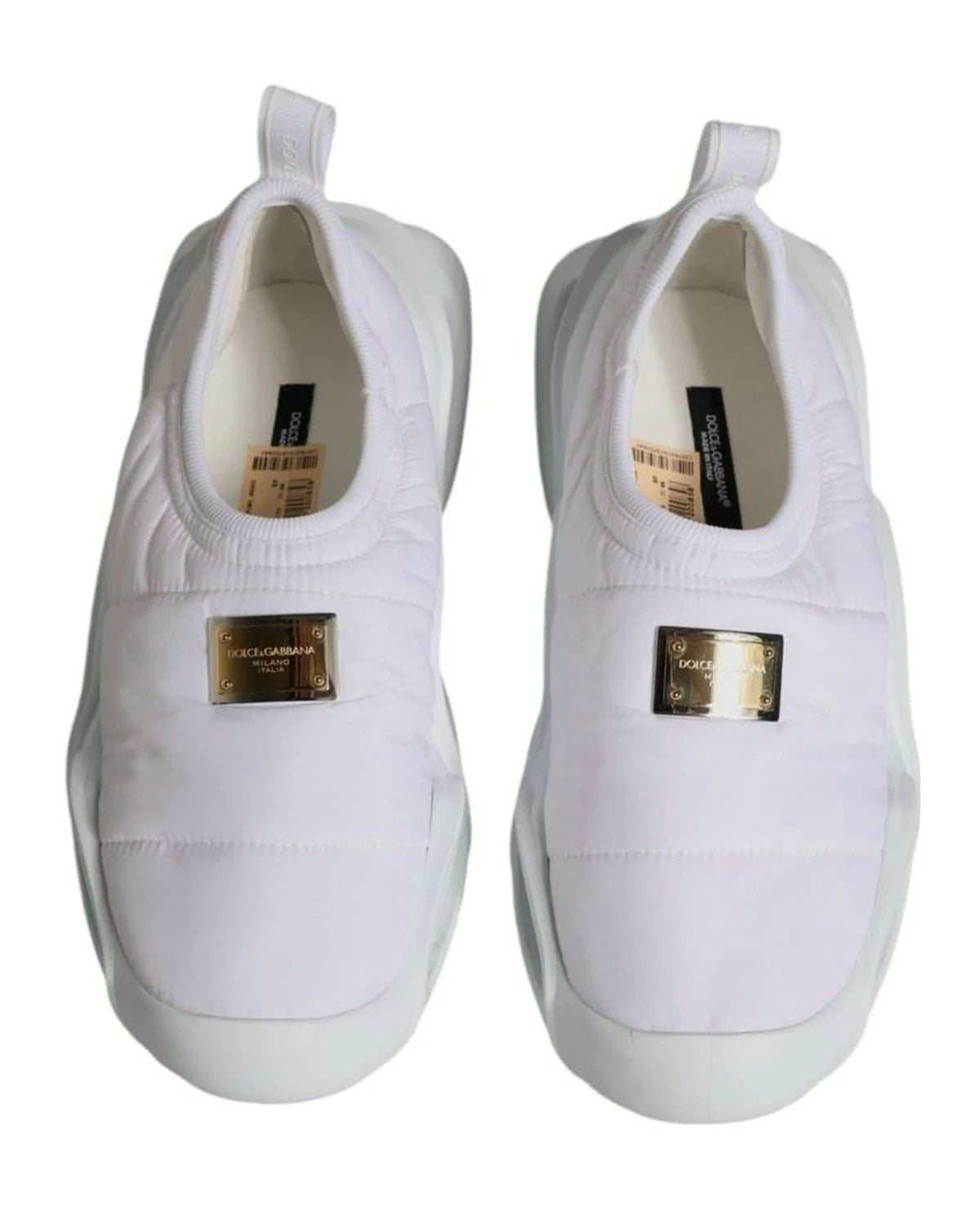 Dolce & Gabbana White Padded Fabric Low Top Sneakers Shoes Sneakers
